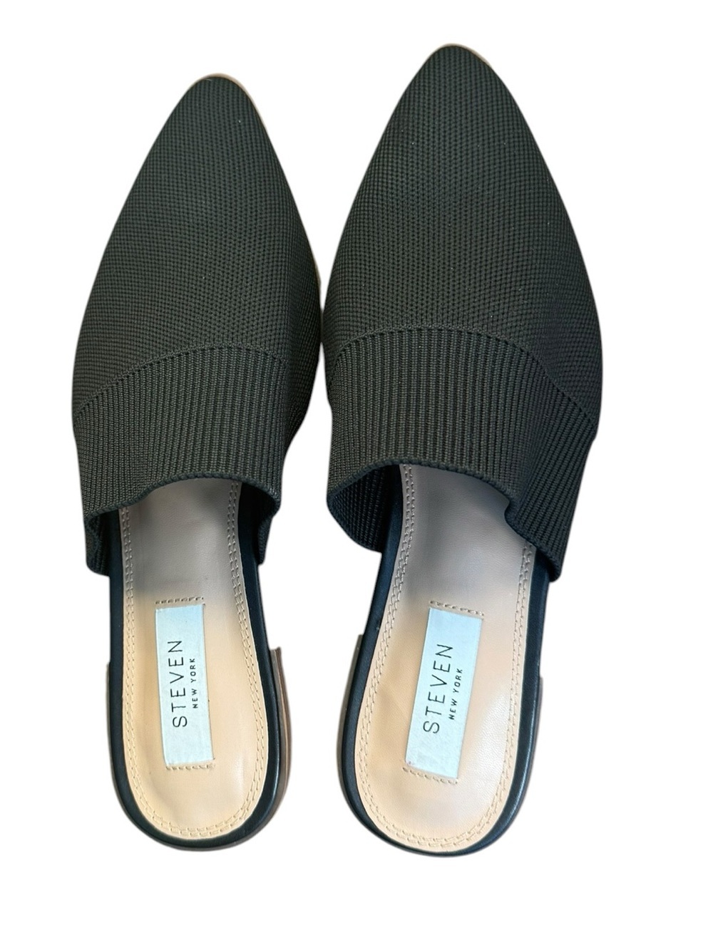 Steven New York Black Pointed Toe Knit Mule Flats Size 8.5